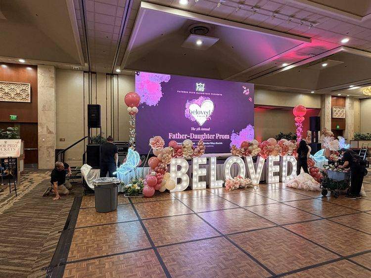 Ballroom LED wall and marquee letters at the Beloved Father-Daughter Prom